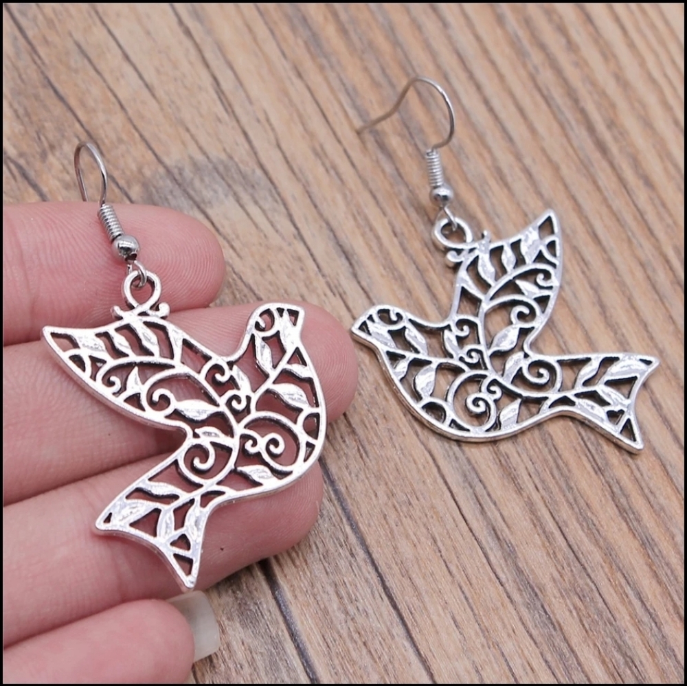 Sterling silver 925 bird dove earrings filigree